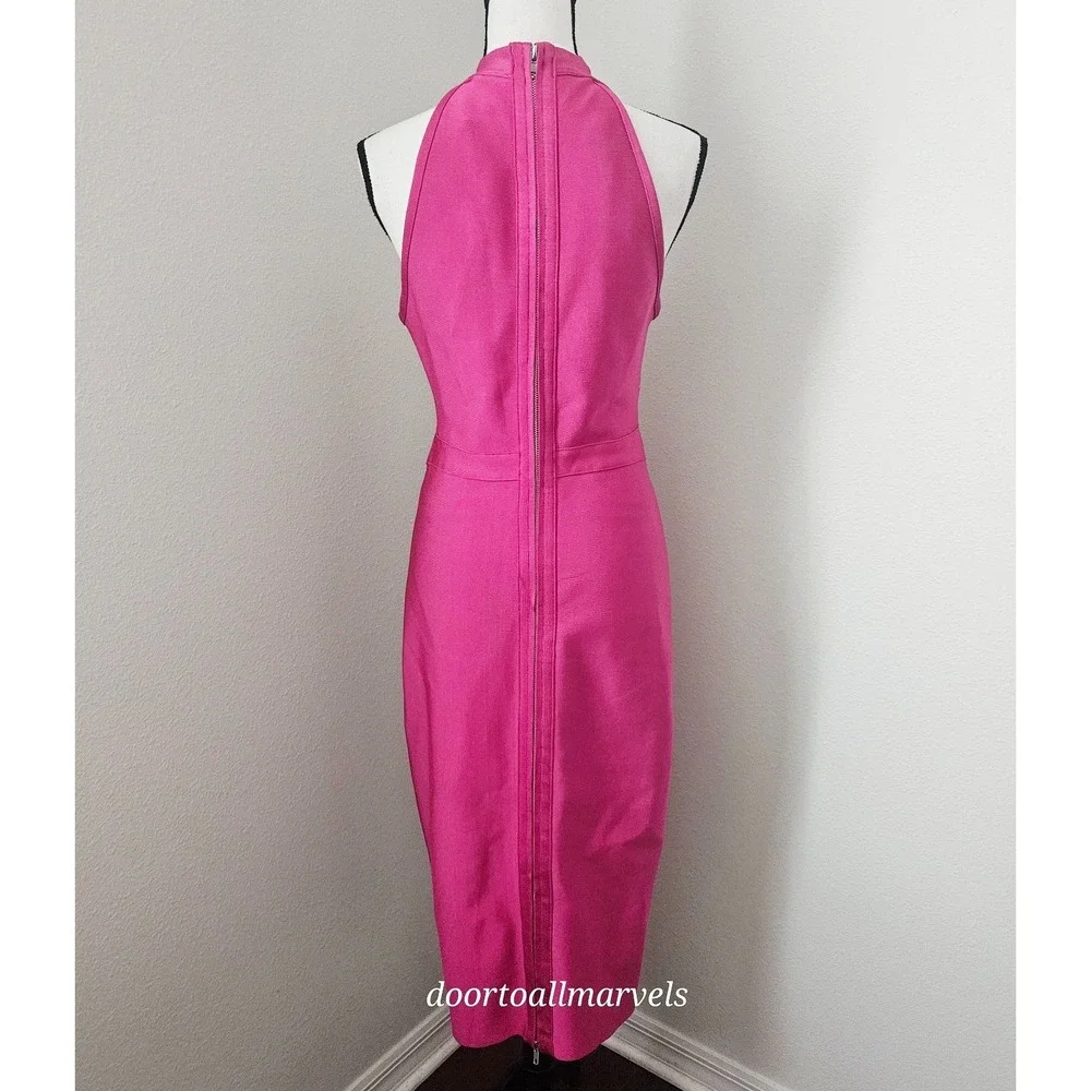 Herve Leger + Forever 21 Fuchsia Pink Bandage Midi Dress sz XL Prom Wedding